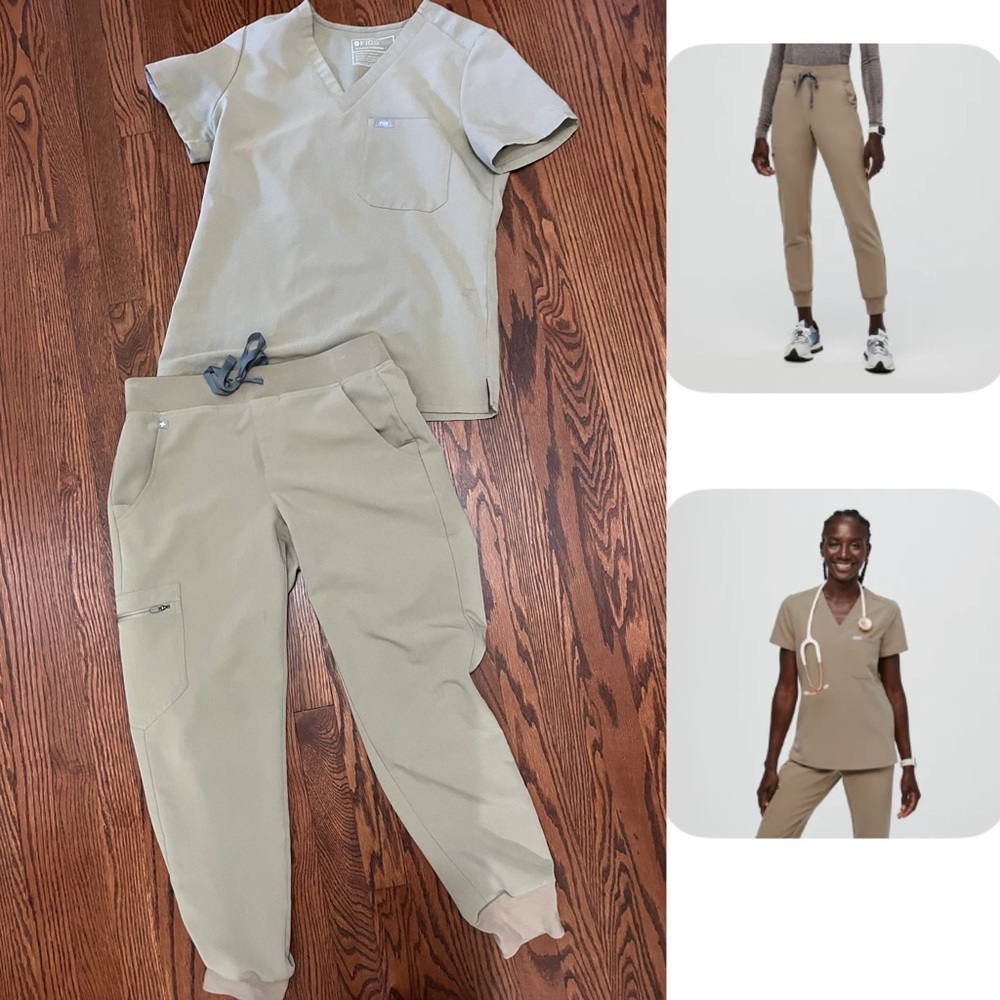 Figs scrub set. Sz small. Color latte.